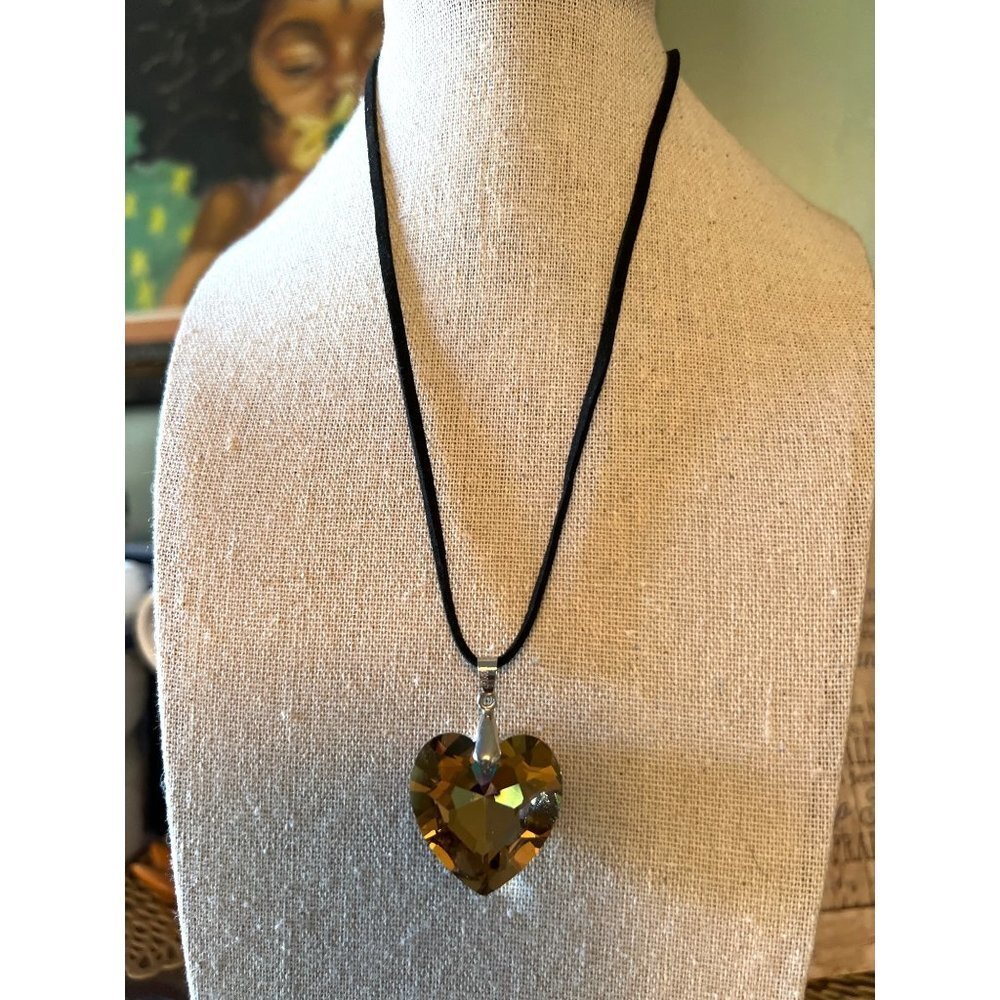 My Style Genuine Topaz Glass Heart Pendant Necklace -- 18"